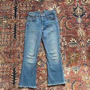 MOTHER Flare Jeans in Classic Blue Weekender Fray